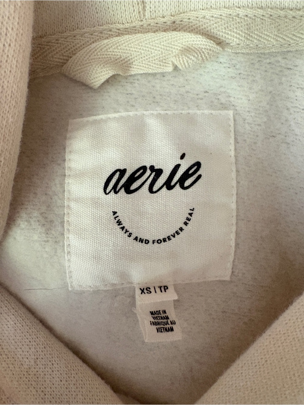 aerie Cream Crewneck Hoodie with Bow Detail - size xs - Picture 4 of 5